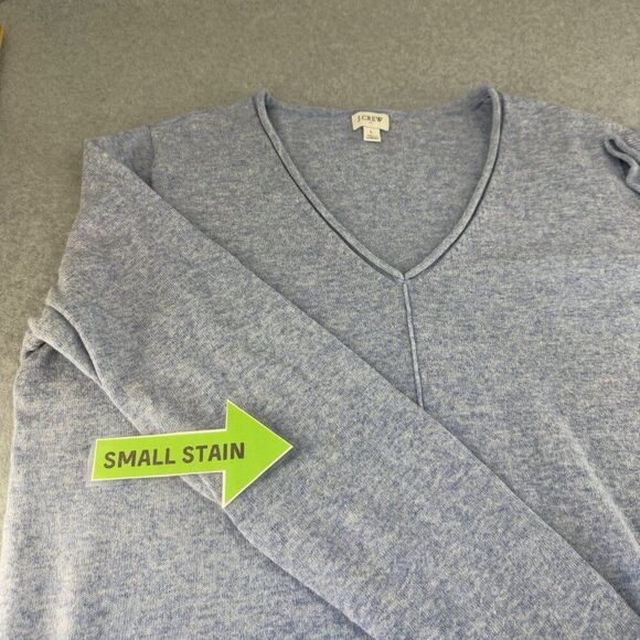 J.Crew Women's Large V-Neck Sweater Soft Cotton Wool Blend Carolina Blue Knit - Picture 10 of 14